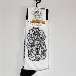 The Three Stooges Black and White Crew Socks NWT
